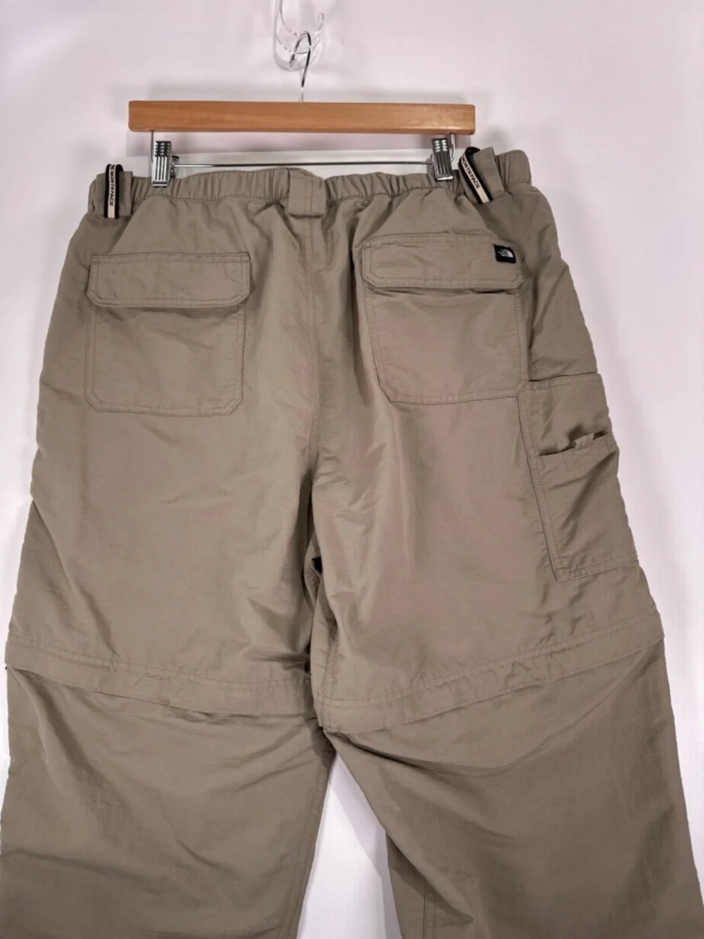 The North Face Convertible Hiking Pants Zip Off Cargo Nylon Khaki XL
